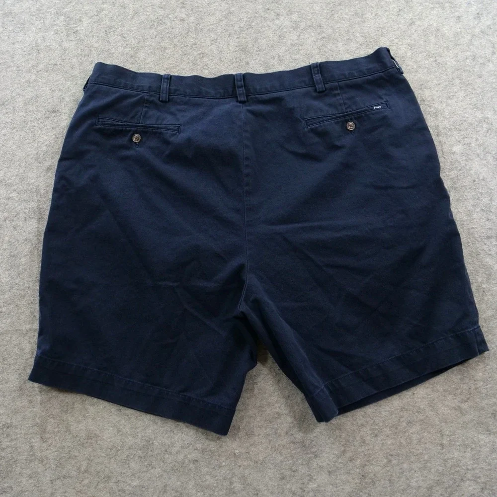Polo Ralph Lauren Shorts Mens 42  Blue Classic Pleated Chino Cotton Casual Prep